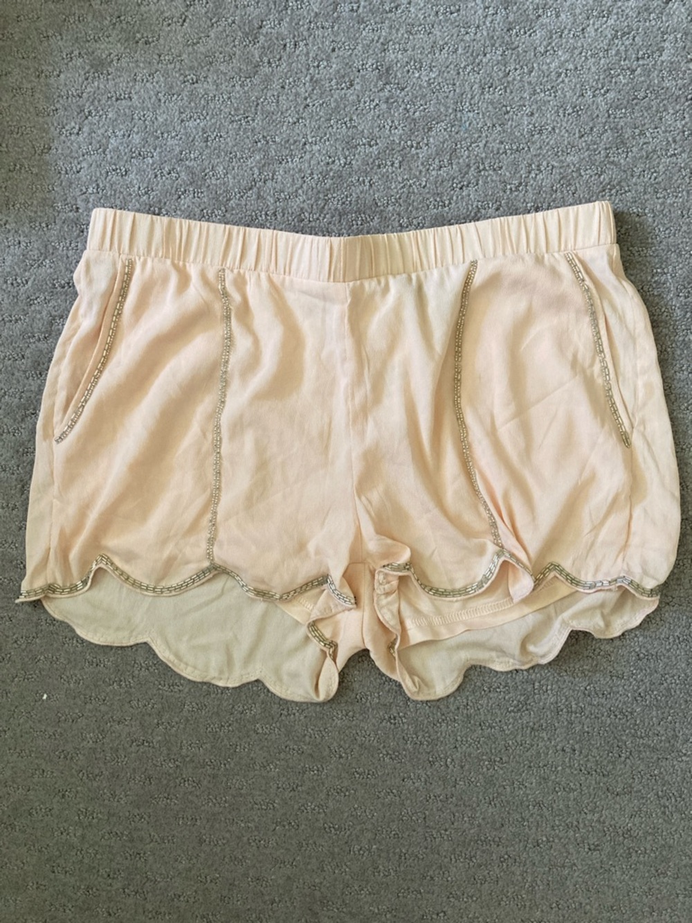NWT H&M beaded pink chiffon shorts, Sz US 12.